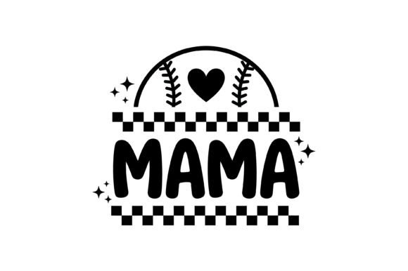 Baseball Mama Heart Typography Design Review