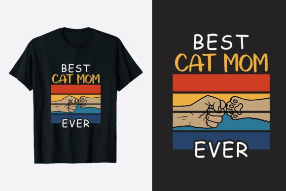 Charming Cat Mom T-Shirt Design for Embroidery