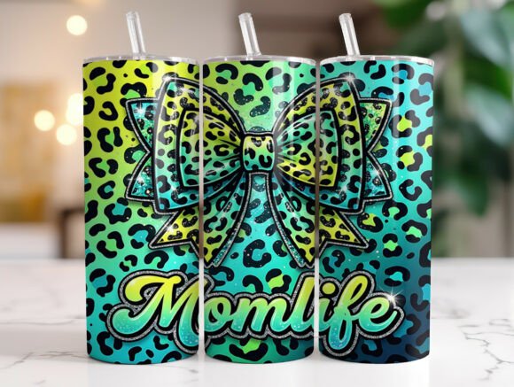 Leopard Print Bow Mom Life Tumbler Wrap