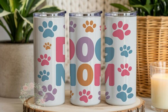 Playful Paw Print Dog Mom 20oz Tumbler