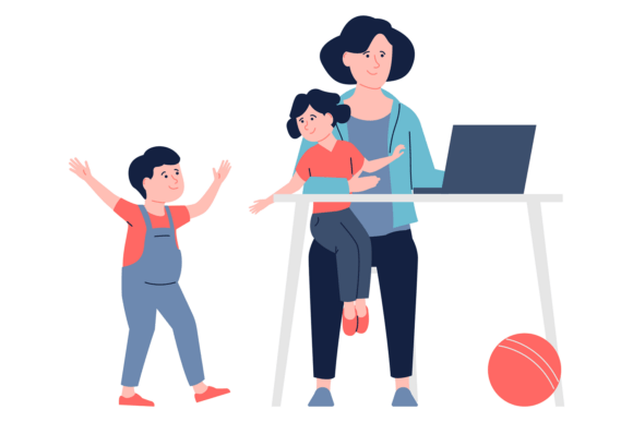 Review: Mom Freelancer Working on Laptop. Self-e