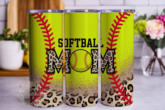 Softball Mom Leopard Glitter Tumbler Wrap
